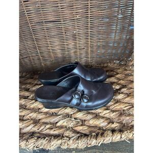 Clarks Brown Leather Wedge Mule Clogs Double Buckle Slip On Shoes 73832 Mens 6M